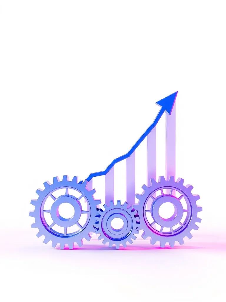 A technical diagram of financial growth and gears, abstract