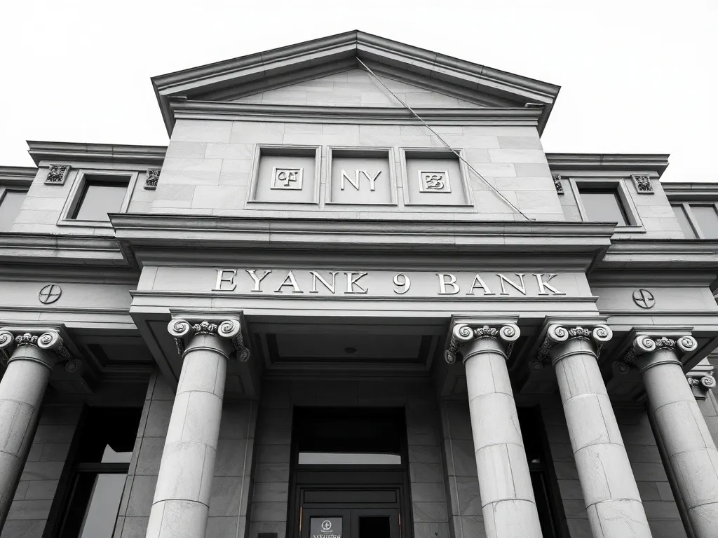 A classic neoclassical bank building facade with stone colum